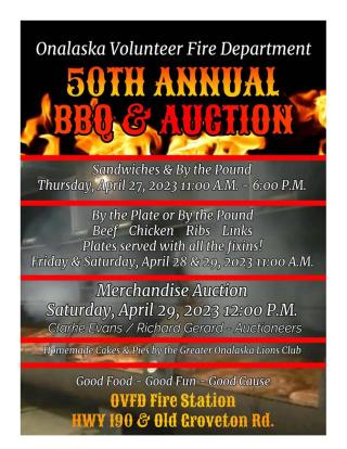 50th Annual Onalaska Fire Department BBQ & Auction
