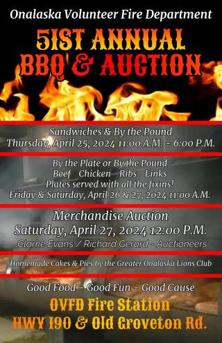 Onalaska Volunteer Fire Department 51st Annual BBQ & Auction
